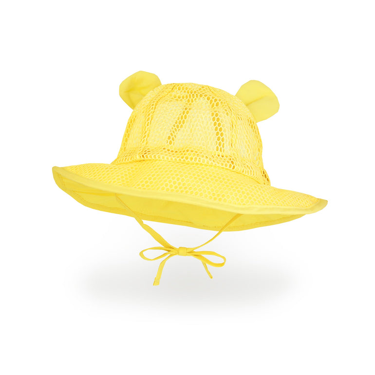 Baby Mesh Bucket Hat Toddler Sun Floppy Hat | Yellow Bear-Yellow / 6-8 Years